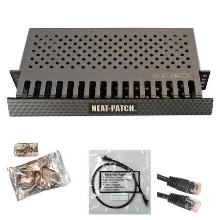 ELECTRIDUCT Neat Patch 2U Cable Management Kit w/ 24 1ft CAT6 Cables - Black NP2-1PK-24CAT6-BK